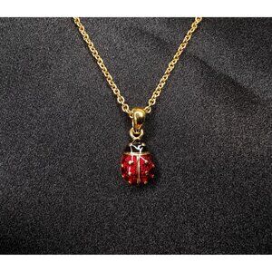 Vintage Joan Rivers Gold-Tone Necklace With Red Ladybug Pendant